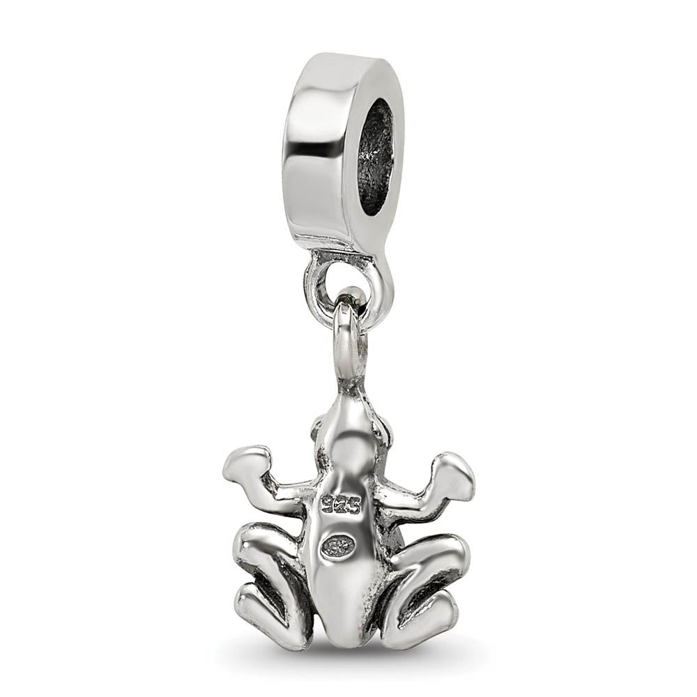Alternate view of the Sterling Silver Frog Dangle Bead Charm by The Black Bow Jewelry Co.