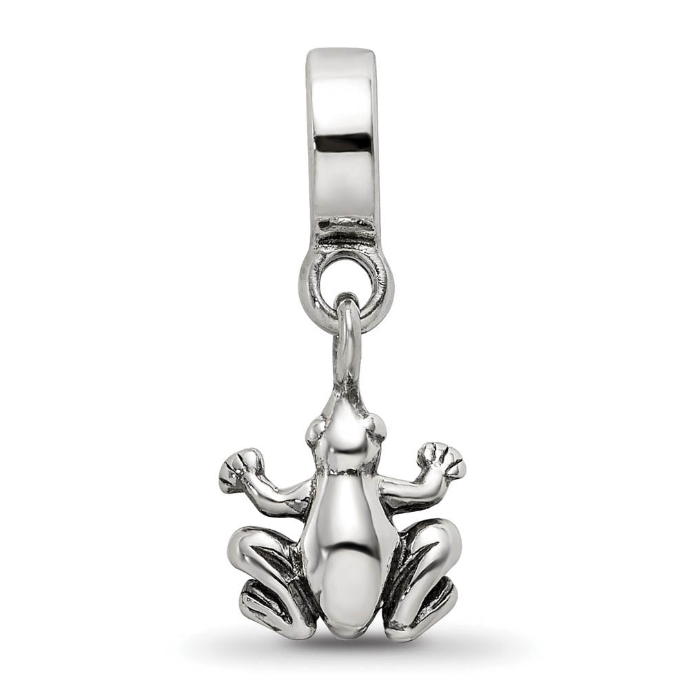 Alternate view of the Sterling Silver Frog Dangle Bead Charm by The Black Bow Jewelry Co.