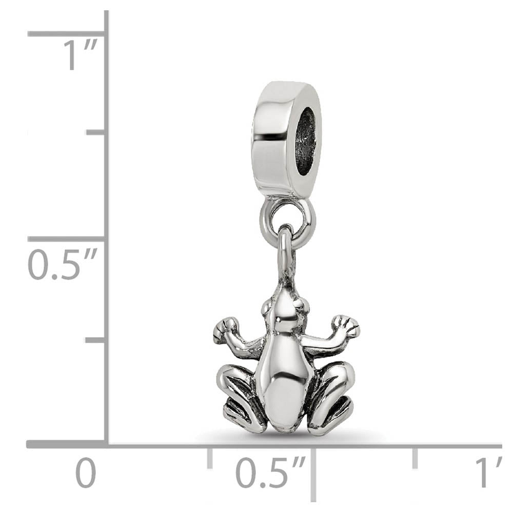 Alternate view of the Sterling Silver Frog Dangle Bead Charm by The Black Bow Jewelry Co.