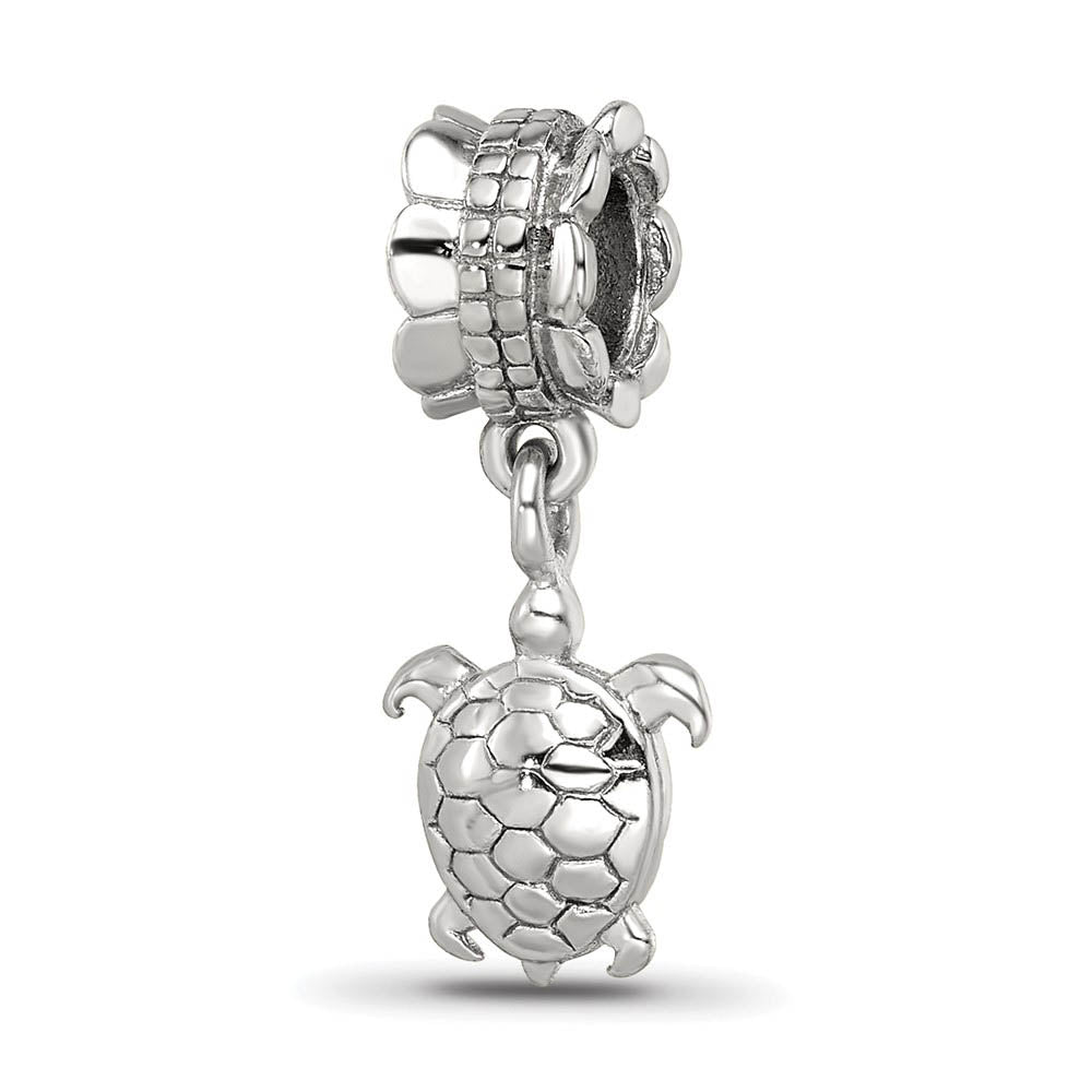 Sterling Silver Turtle Dangle Bead Charm, Item B8978 by The Black Bow Jewelry Co.