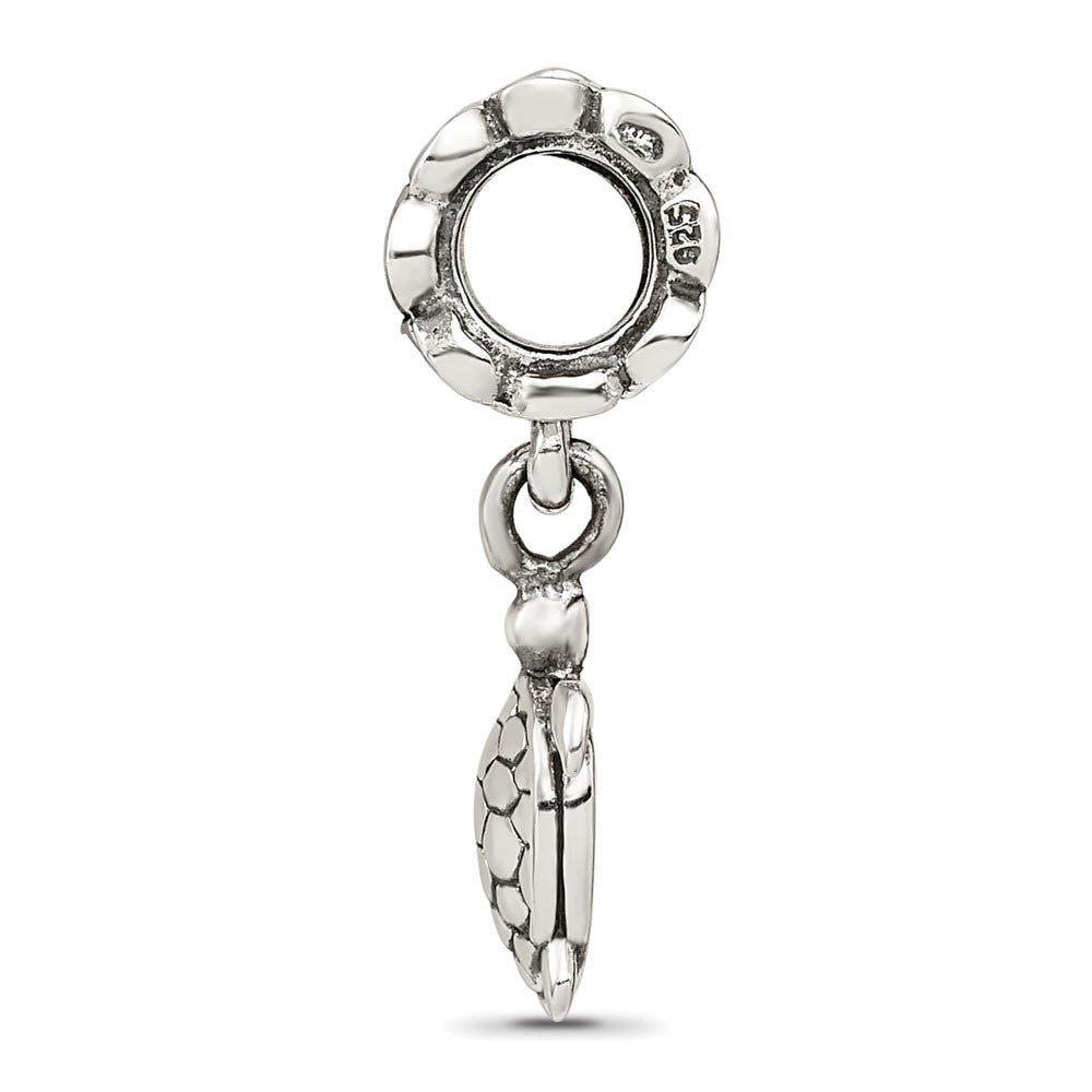 Alternate view of the Sterling Silver Turtle Dangle Bead Charm by The Black Bow Jewelry Co.