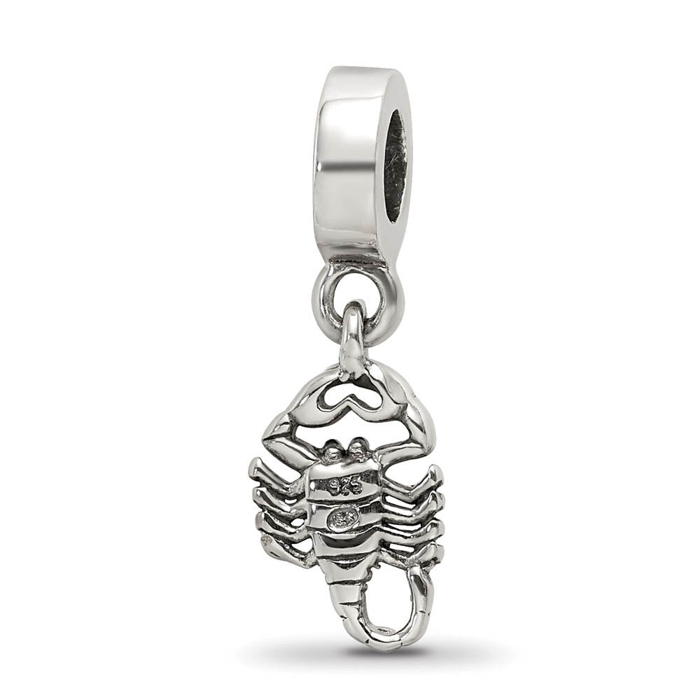Alternate view of the Sterling Silver Scorpion Bead Charm by The Black Bow Jewelry Co.