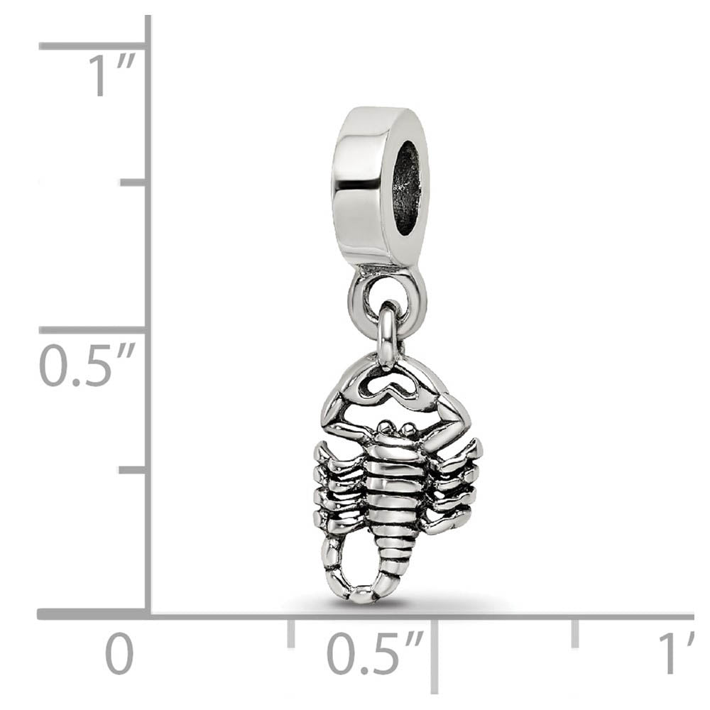 Alternate view of the Sterling Silver Scorpion Bead Charm by The Black Bow Jewelry Co.