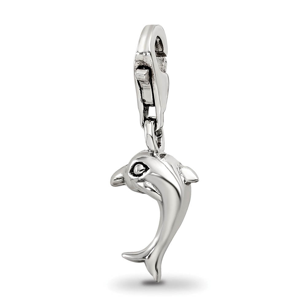 Sterling Silver Dolphin Clip-on Bead Charm, Item B8987 by The Black Bow Jewelry Co.