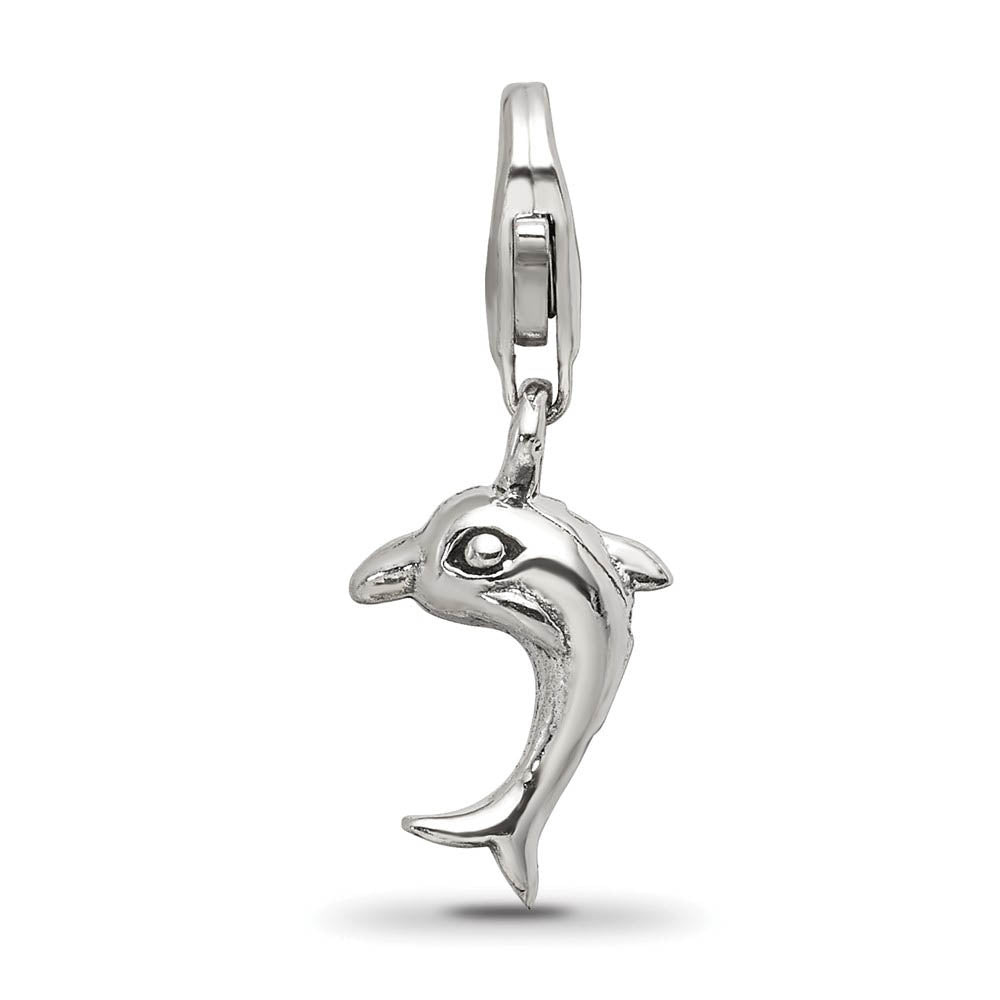 Alternate view of the Sterling Silver Dolphin Clip-on Bead Charm by The Black Bow Jewelry Co.