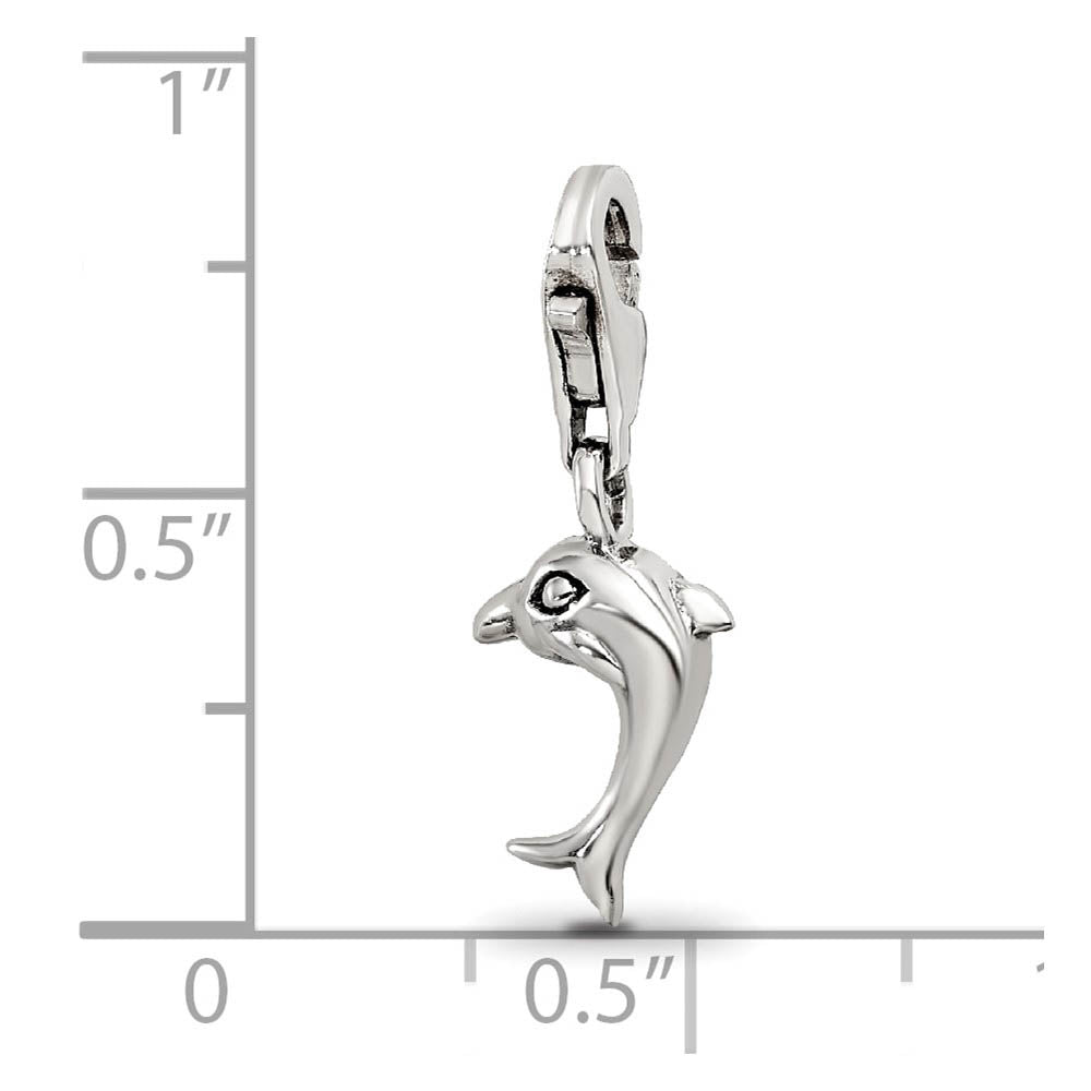 Alternate view of the Sterling Silver Dolphin Clip-on Bead Charm by The Black Bow Jewelry Co.