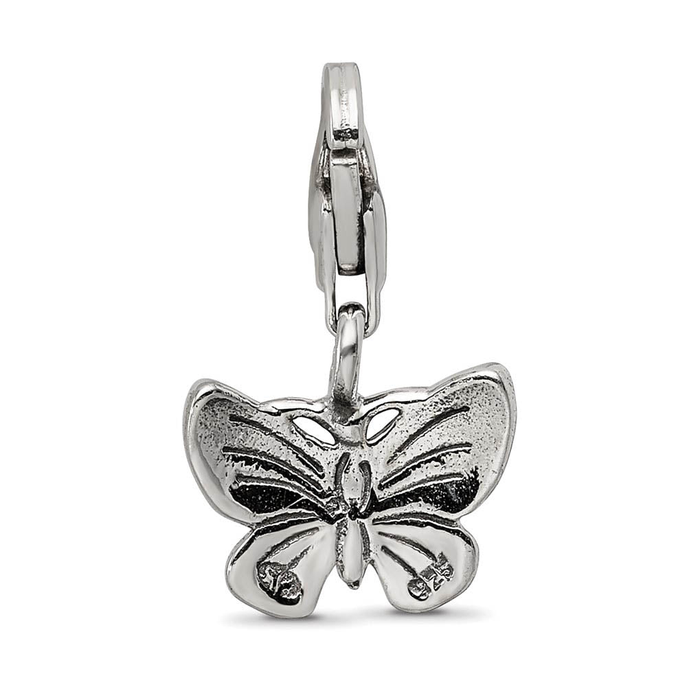 Alternate view of the Sterling Silver Butterfly Clip-on Bead Charm by The Black Bow Jewelry Co.