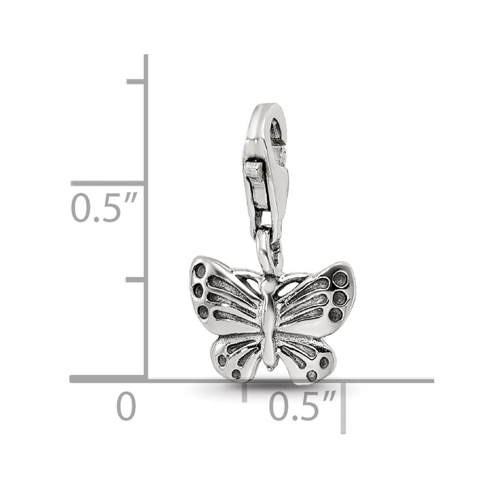 Alternate view of the Sterling Silver Butterfly Clip-on Bead Charm by The Black Bow Jewelry Co.