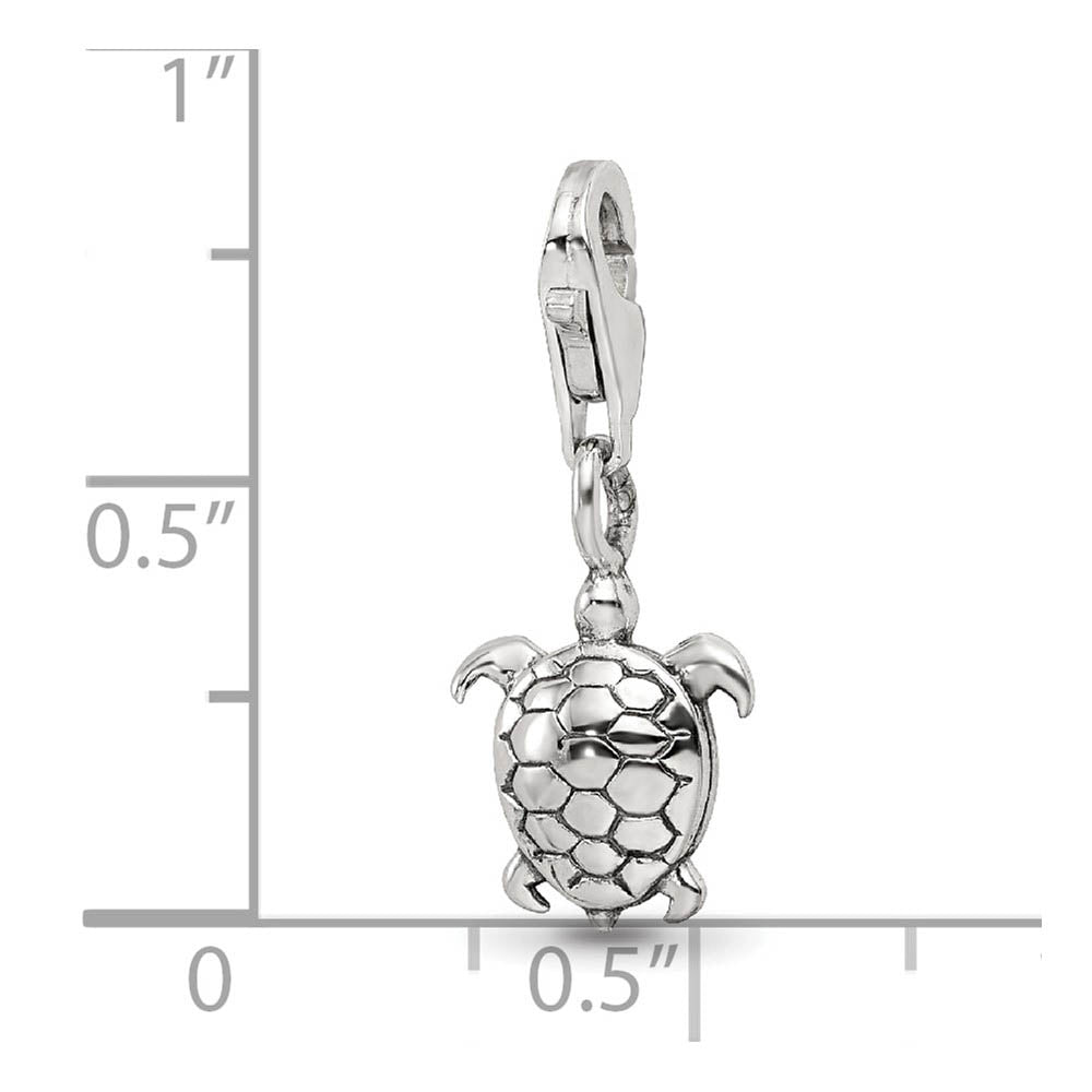 Alternate view of the Sterling Silver Turtle Clip-on Bead Charm by The Black Bow Jewelry Co.