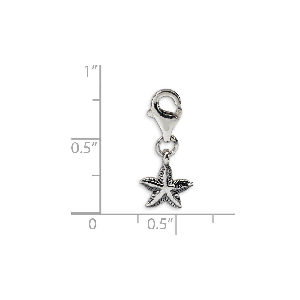 Alternate view of the Sterling Silver Starfish Clip-on Bead Charm by The Black Bow Jewelry Co.