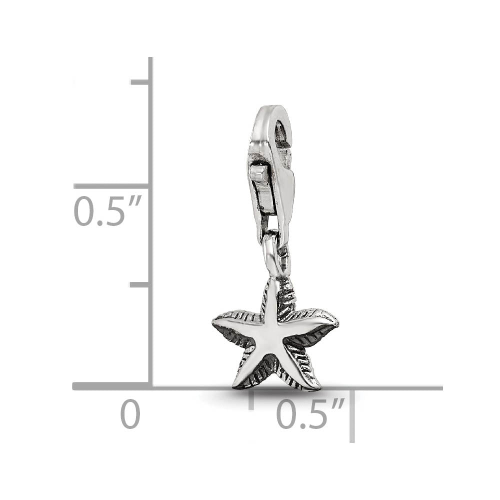 Alternate view of the Sterling Silver Starfish Clip-on Bead Charm by The Black Bow Jewelry Co.