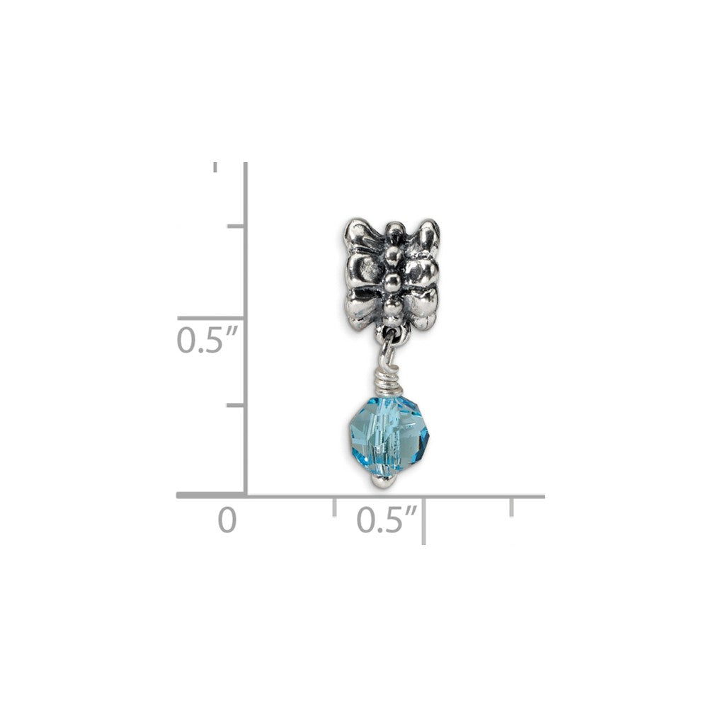 Alternate view of the Sterling Silver and Faceted Blue Crystal Dangle Bead Charm by The Black Bow Jewelry Co.