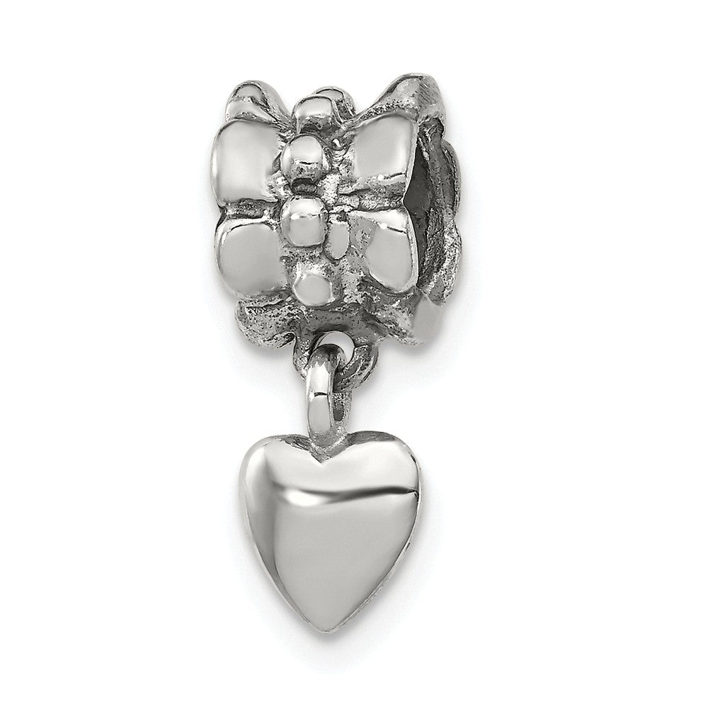 Sterling Silver Dangling Heart Dangle Bead Charm, Item B9012 by The Black Bow Jewelry Co.