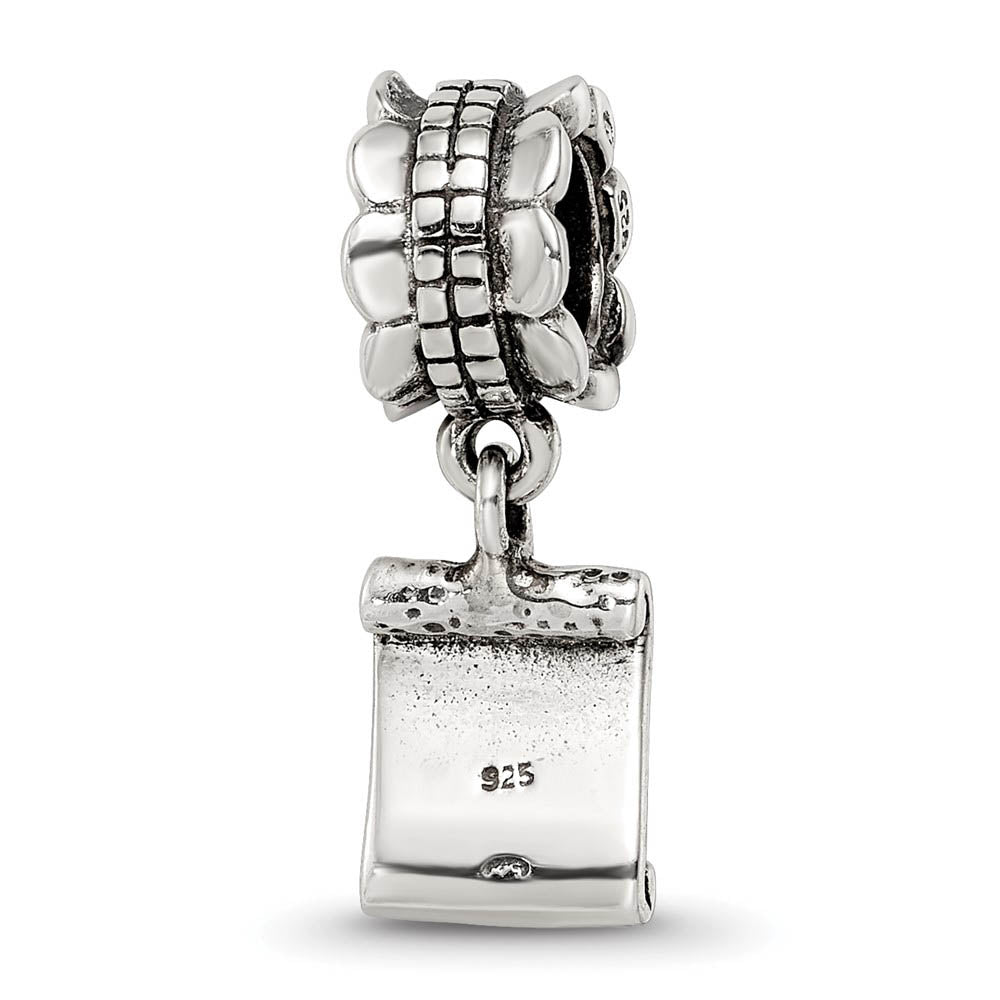 Alternate view of the Sterling Silver Love Letter Dangle Bead Charm by The Black Bow Jewelry Co.