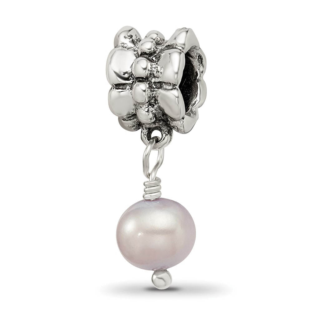 6mm Lavender FW Cultured Pearl & Sterling Silver Dangle Bead Charm, Item B9019 by The Black Bow Jewelry Co.