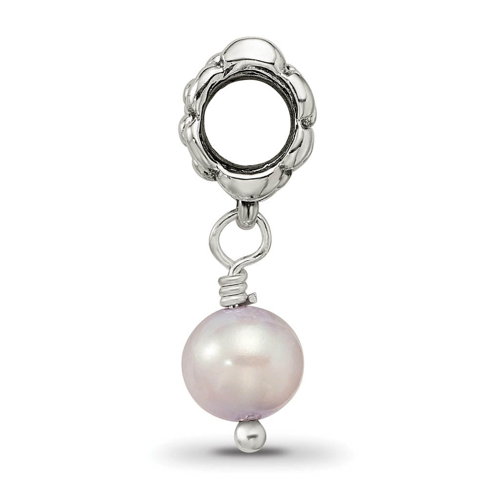 Alternate view of the 6mm Lavender FW Cultured Pearl & Sterling Silver Dangle Bead Charm by The Black Bow Jewelry Co.