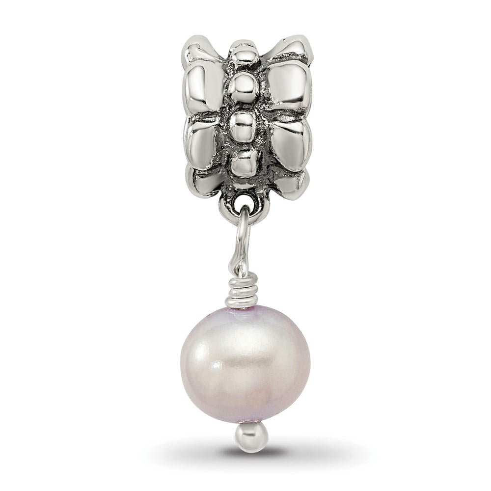 Alternate view of the 6mm Lavender FW Cultured Pearl & Sterling Silver Dangle Bead Charm by The Black Bow Jewelry Co.