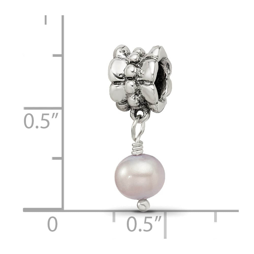 Alternate view of the 6mm Lavender FW Cultured Pearl & Sterling Silver Dangle Bead Charm by The Black Bow Jewelry Co.