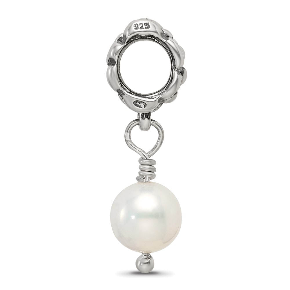 Alternate view of the 6mm FW Cultured White Pearl & Sterling Silver Bead Charm by The Black Bow Jewelry Co.