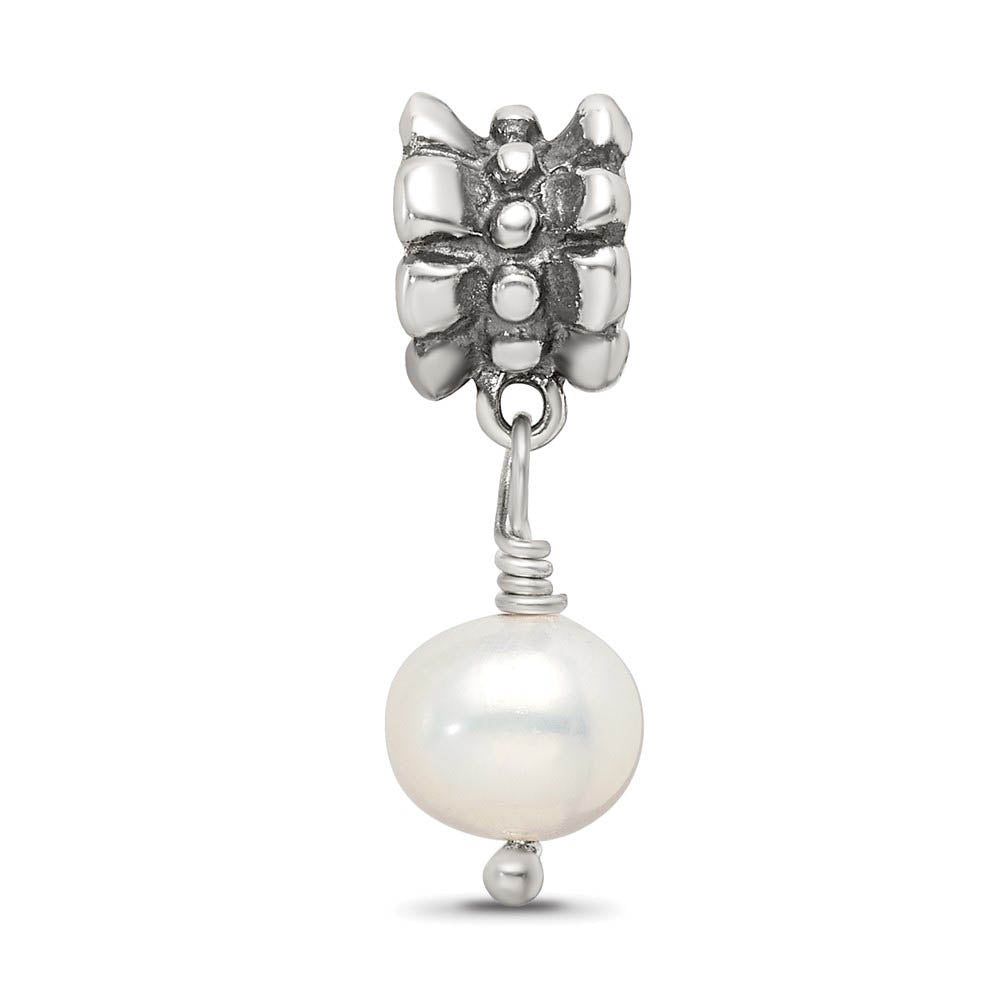 Alternate view of the 6mm FW Cultured White Pearl & Sterling Silver Bead Charm by The Black Bow Jewelry Co.