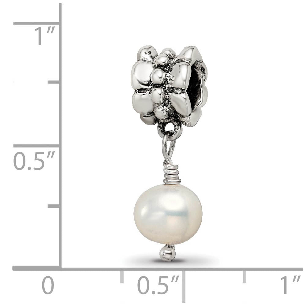 Alternate view of the 6mm FW Cultured White Pearl & Sterling Silver Bead Charm by The Black Bow Jewelry Co.