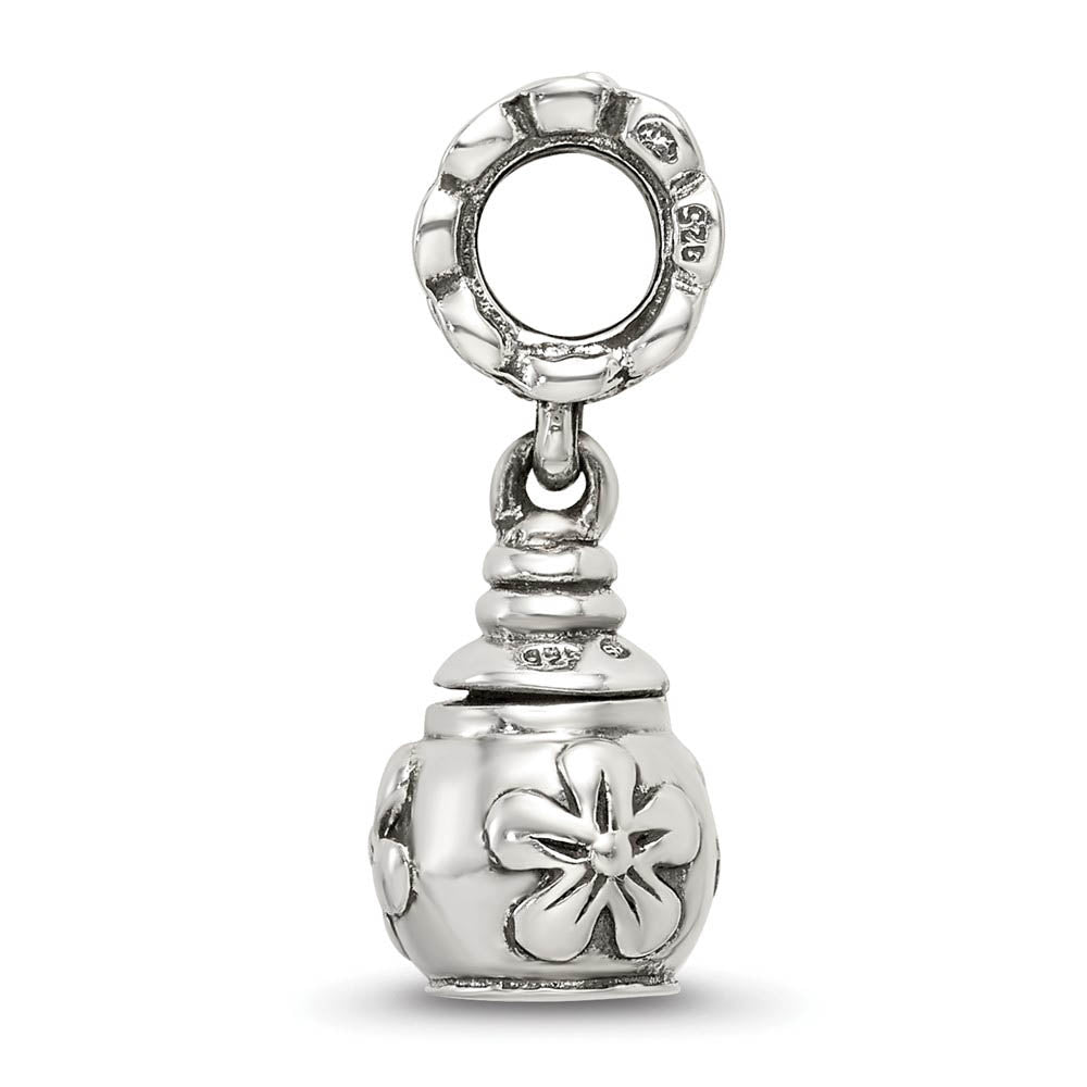 Alternate view of the Sterling Silver Floral Vase Ash Holder Bead Charm by The Black Bow Jewelry Co.