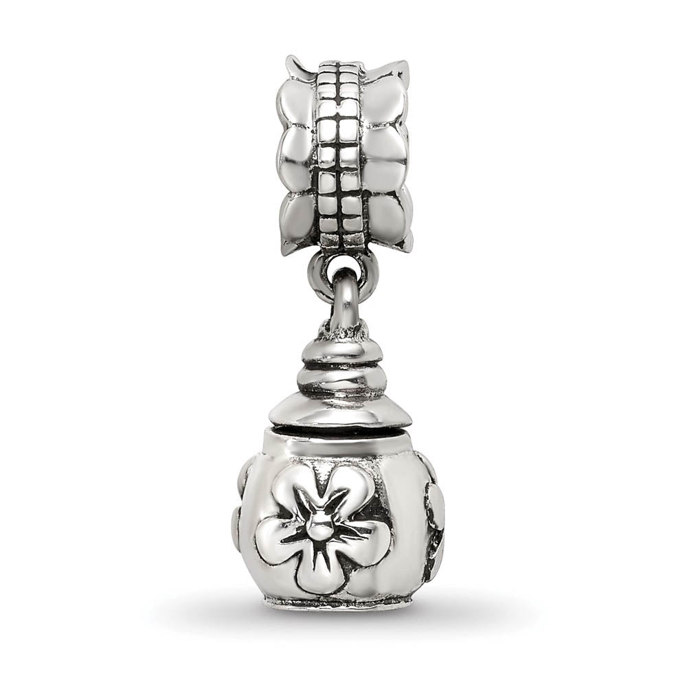 Alternate view of the Sterling Silver Floral Vase Ash Holder Bead Charm by The Black Bow Jewelry Co.
