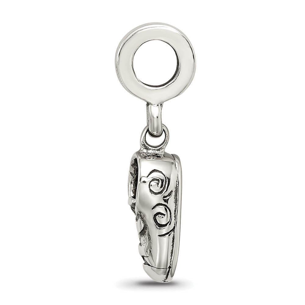 Alternate view of the Sterling Silver Baby Shoe Dangle Bead Charm by The Black Bow Jewelry Co.