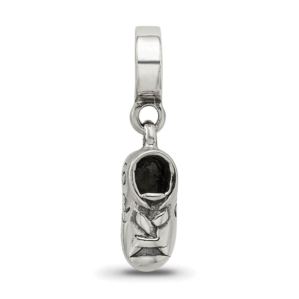 Alternate view of the Sterling Silver Baby Shoe Dangle Bead Charm by The Black Bow Jewelry Co.