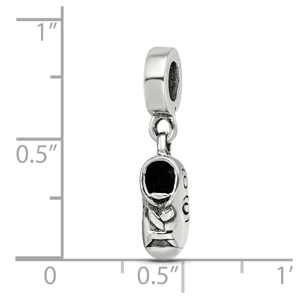 Alternate view of the Sterling Silver Baby Shoe Dangle Bead Charm by The Black Bow Jewelry Co.