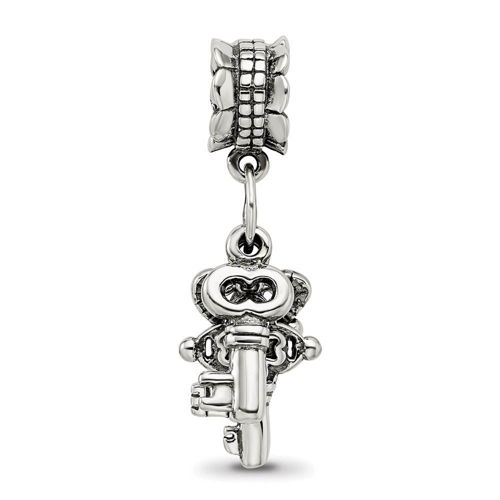 Alternate view of the Sterling Silver Dangling Keys Bead Charm by The Black Bow Jewelry Co.