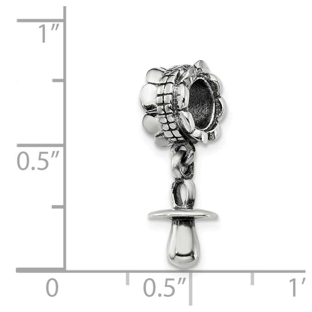 Alternate view of the Sterling Silver Baby Pacifier Dangle Bead Charm by The Black Bow Jewelry Co.