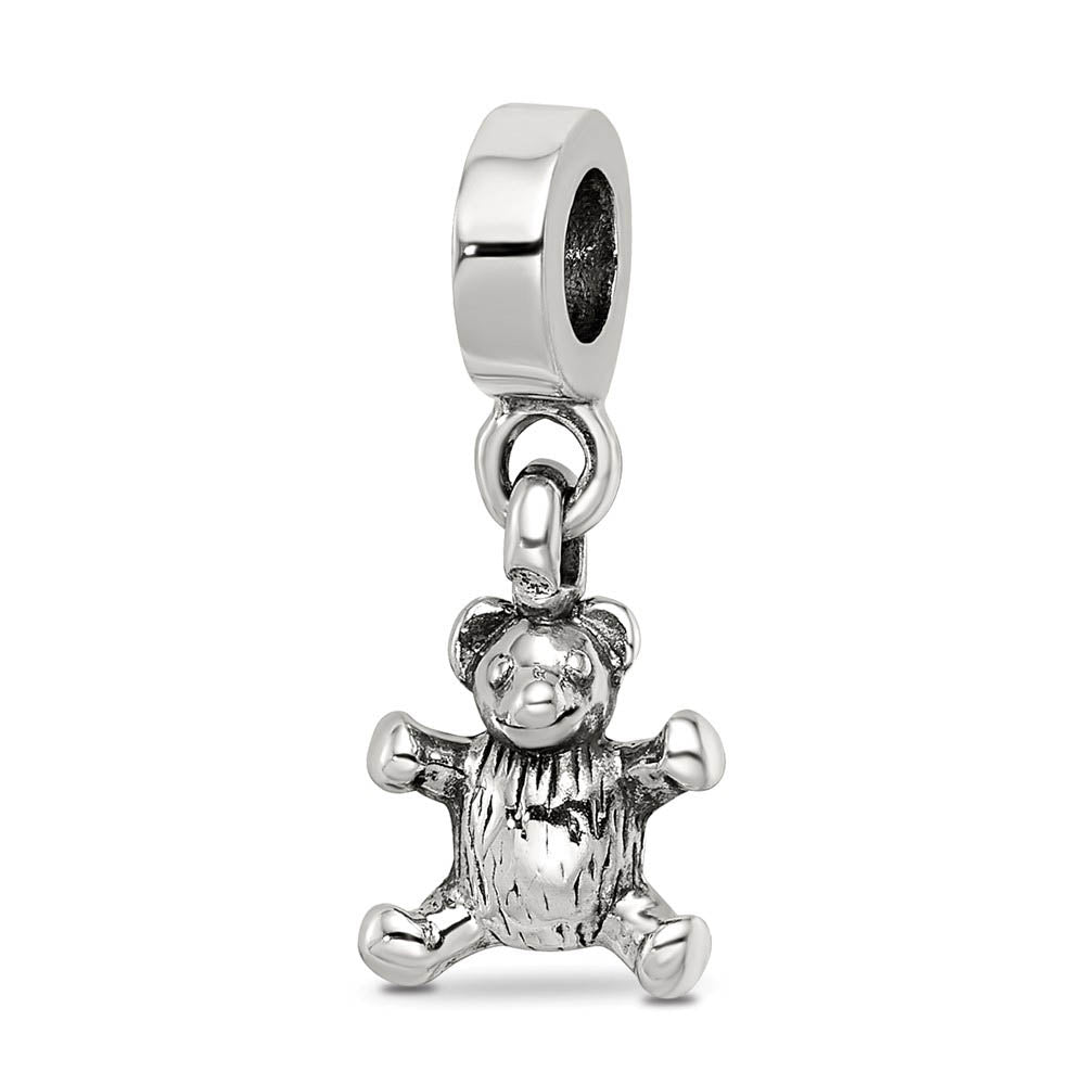 Sterling Silver Teddy Bear Dangle Bead Charm, Item B9029 by The Black Bow Jewelry Co.