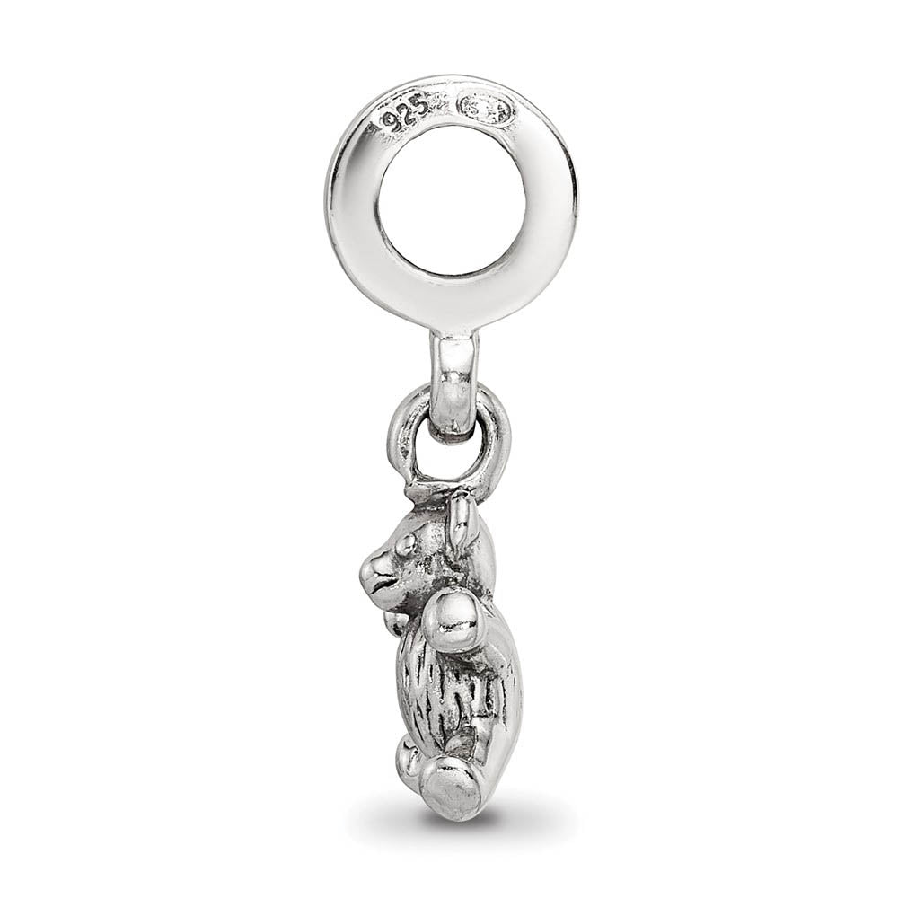 Alternate view of the Sterling Silver Teddy Bear Dangle Bead Charm by The Black Bow Jewelry Co.