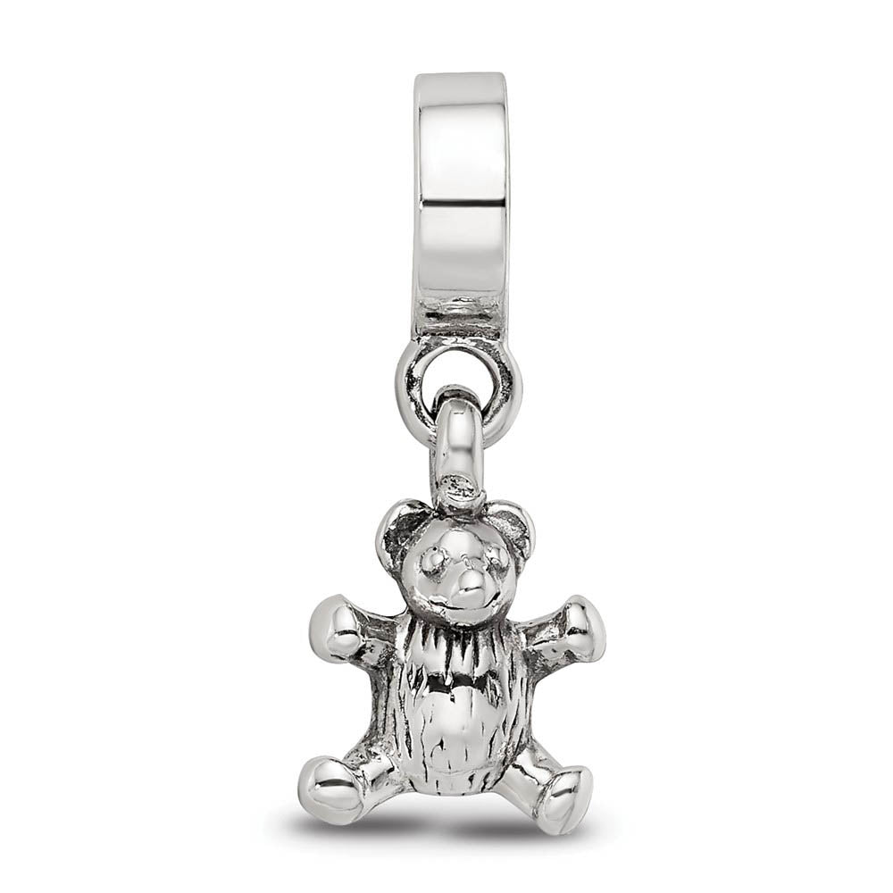 Alternate view of the Sterling Silver Teddy Bear Dangle Bead Charm by The Black Bow Jewelry Co.