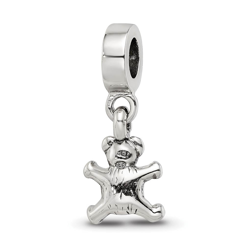 Alternate view of the Sterling Silver Teddy Bear Dangle Bead Charm by The Black Bow Jewelry Co.