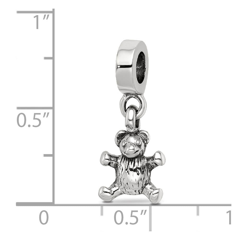 Alternate view of the Sterling Silver Teddy Bear Dangle Bead Charm by The Black Bow Jewelry Co.