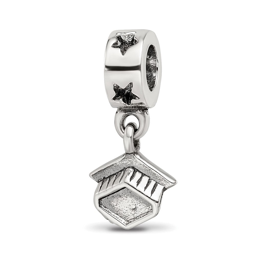 Sterling Silver Graduation Cap Dangle Bead Charm, Item B9030 by The Black Bow Jewelry Co.