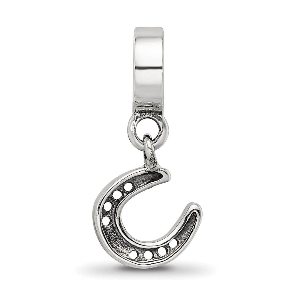Alternate view of the Sterling Silver Horseshoe Dangle Bead Charm by The Black Bow Jewelry Co.