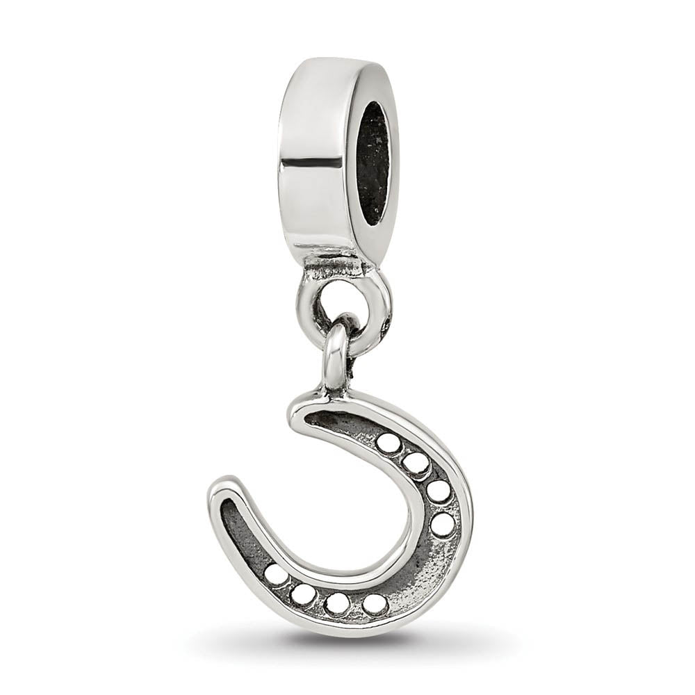 Alternate view of the Sterling Silver Horseshoe Dangle Bead Charm by The Black Bow Jewelry Co.