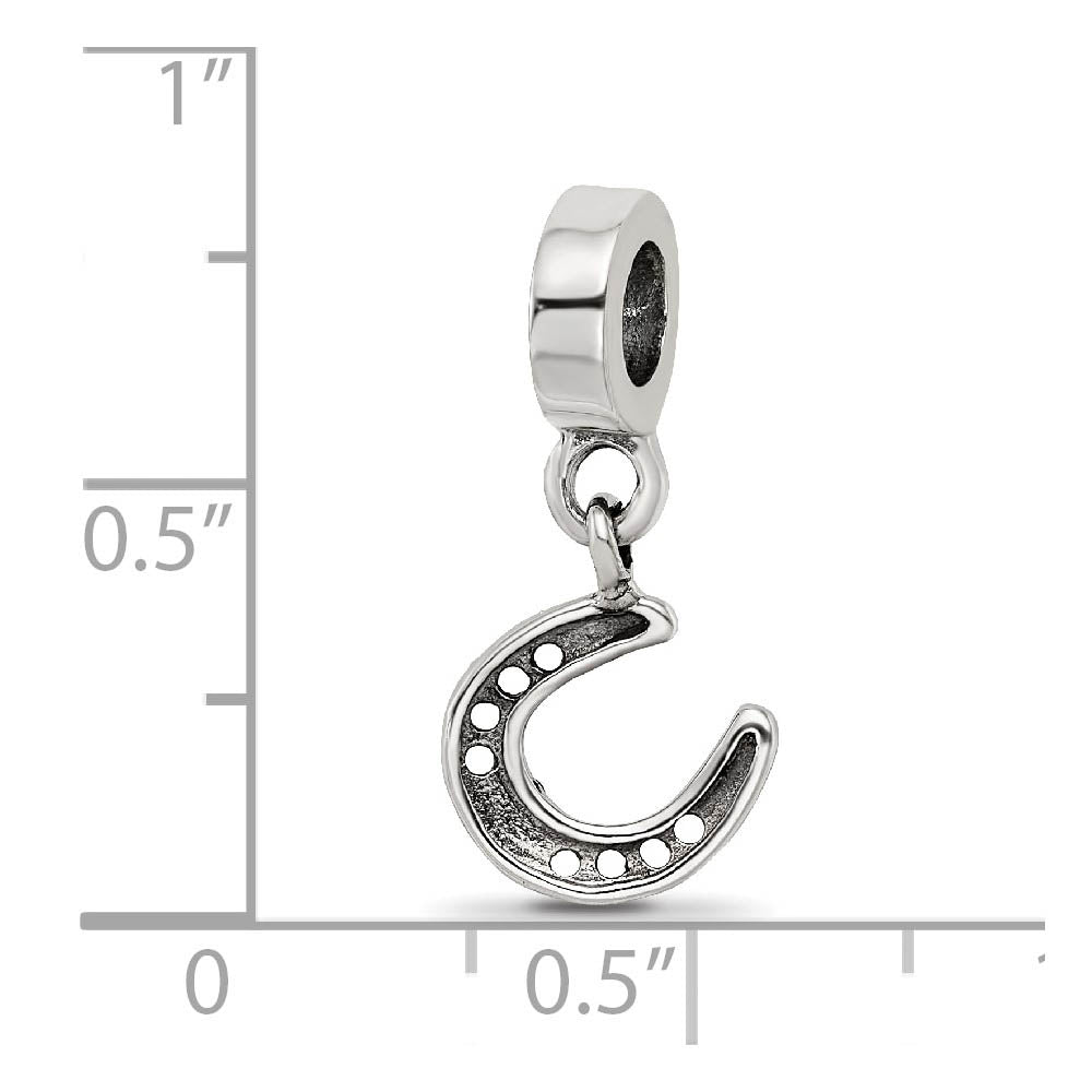Alternate view of the Sterling Silver Horseshoe Dangle Bead Charm by The Black Bow Jewelry Co.
