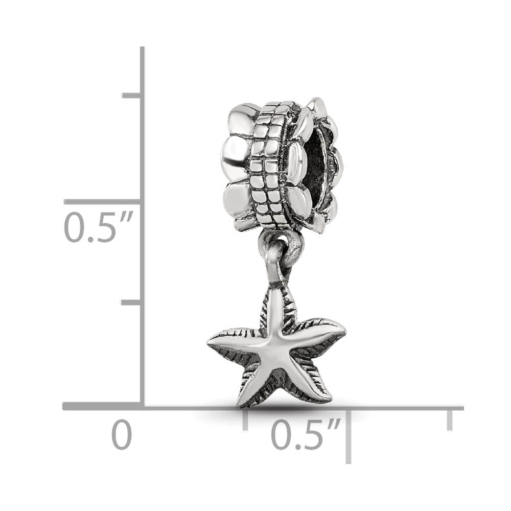 Alternate view of the Sterling Silver Starfish Dangle Bead Charm by The Black Bow Jewelry Co.