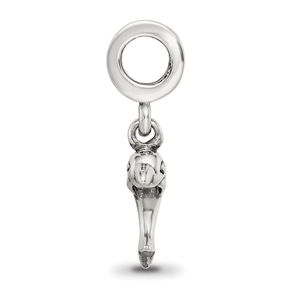 Alternate view of the Sterling Silver Dolphin Dangle Bead Charm by The Black Bow Jewelry Co.