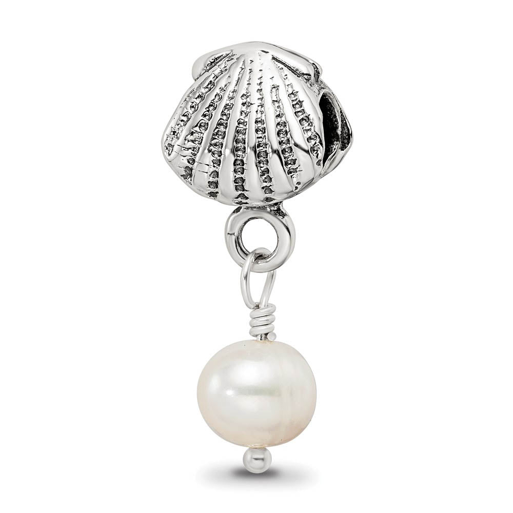 Seashell FW Cultured Pearl & Sterling Silver Dangle Bead Charm, Item B9036 by The Black Bow Jewelry Co.