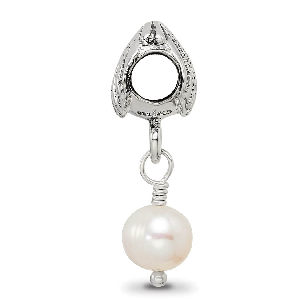 Alternate view of the Seashell FW Cultured Pearl & Sterling Silver Dangle Bead Charm by The Black Bow Jewelry Co.