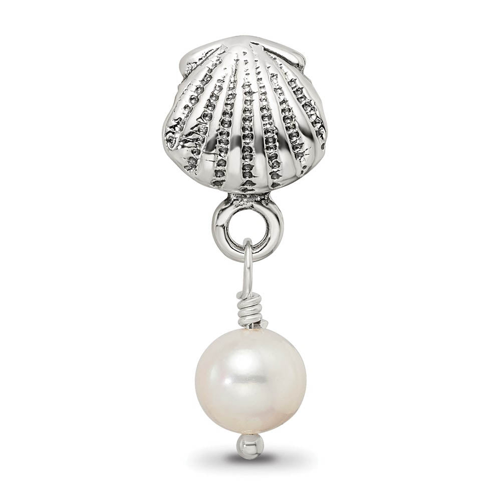 Alternate view of the Seashell FW Cultured Pearl & Sterling Silver Dangle Bead Charm by The Black Bow Jewelry Co.