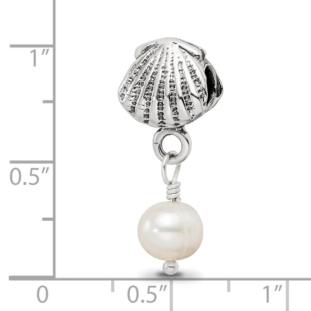 Alternate view of the Seashell FW Cultured Pearl & Sterling Silver Dangle Bead Charm by The Black Bow Jewelry Co.