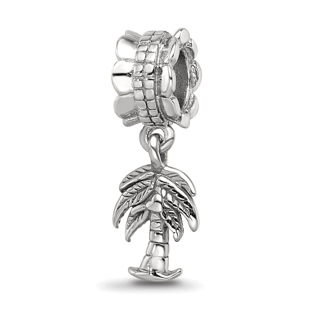 Sterling Silver Palm Tree Dangle Bead Charm, Item B9037 by The Black Bow Jewelry Co.