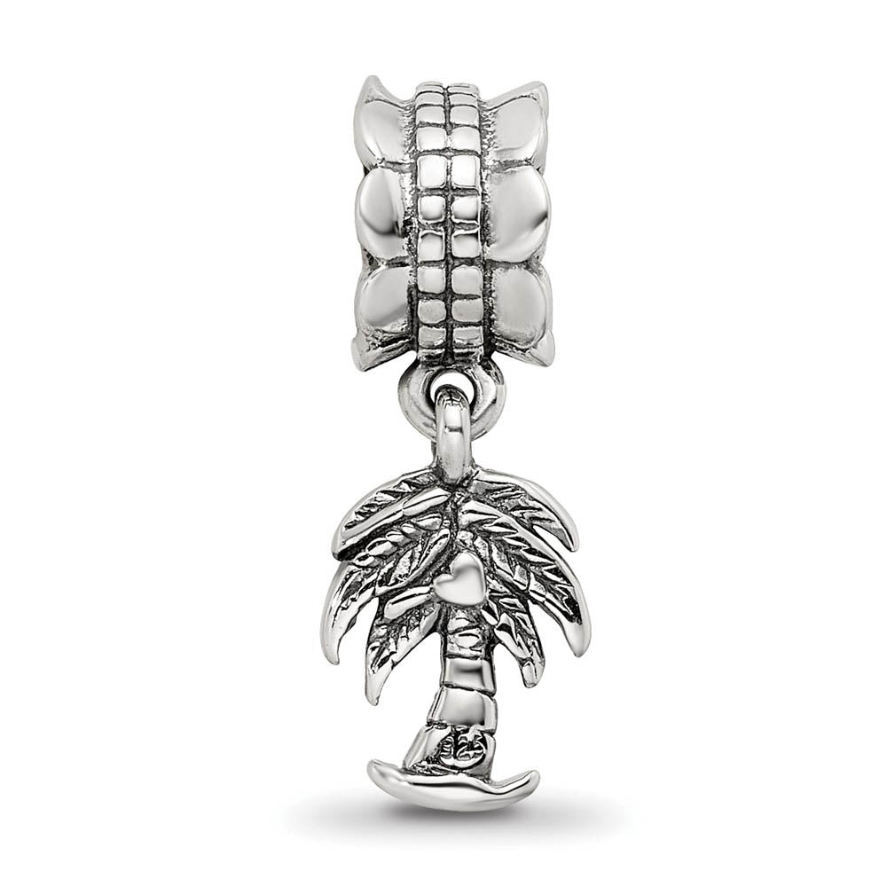 Alternate view of the Sterling Silver Palm Tree Dangle Bead Charm by The Black Bow Jewelry Co.