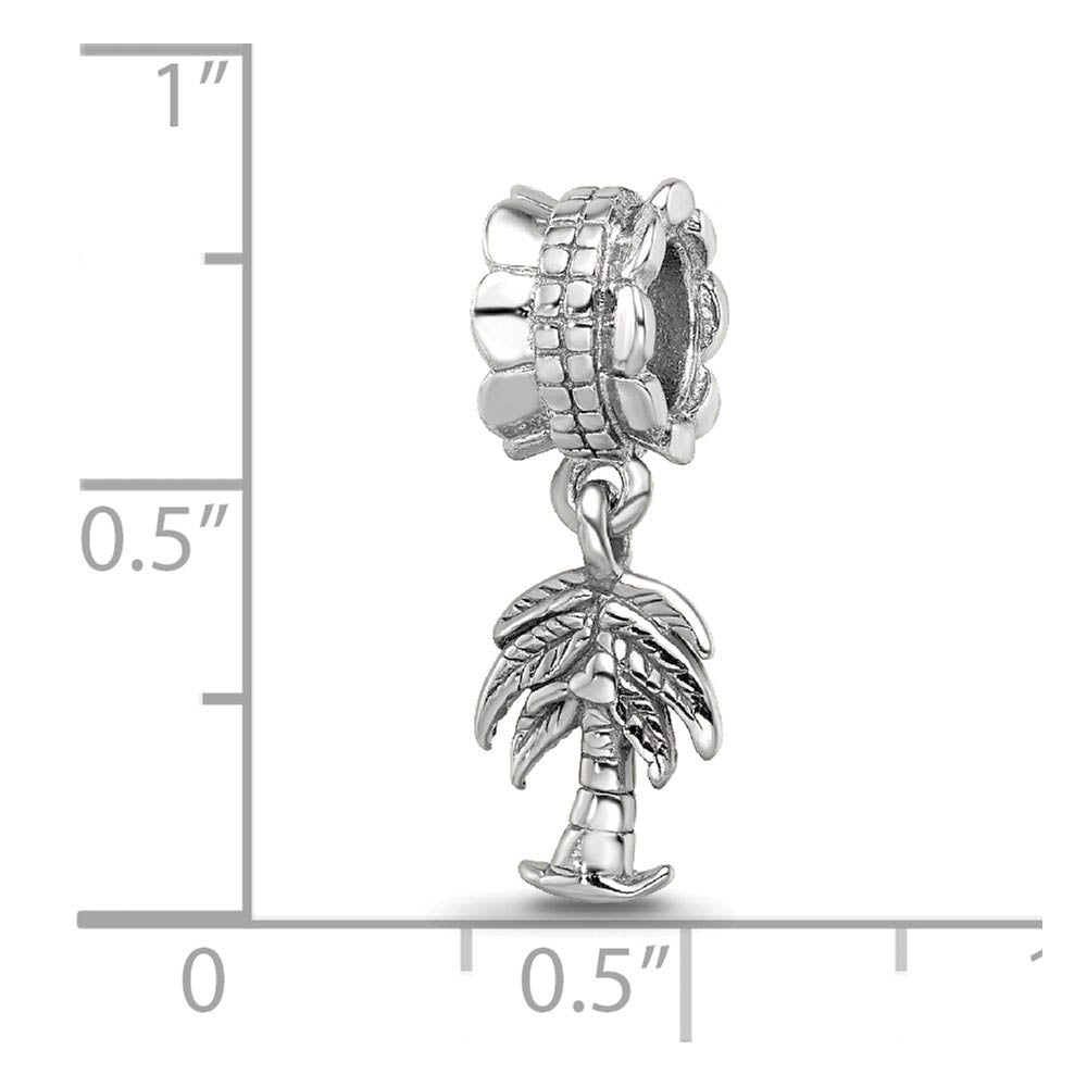 Alternate view of the Sterling Silver Palm Tree Dangle Bead Charm by The Black Bow Jewelry Co.